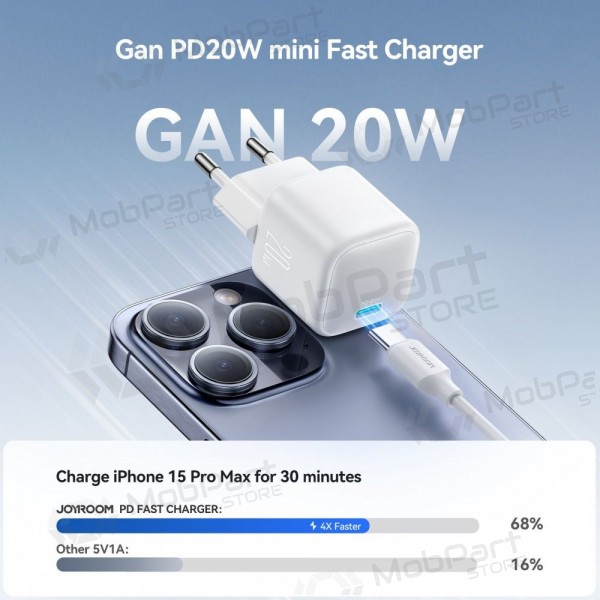 Laadija Joyroom JR-TCG08 USB-C GaN PD20W valged