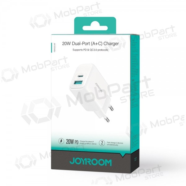 Laadija Joyroom JR-TCF21 USB-C/USB-A PD20W valged