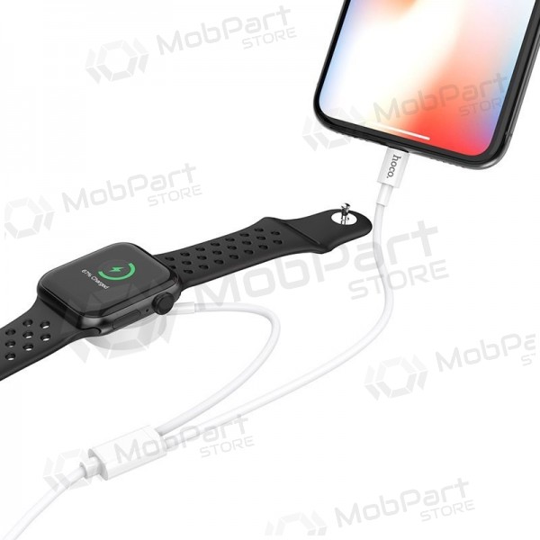 USB kaabel HOCO U69 lightning 1.0m (with iWatch wireless charger) (valged)