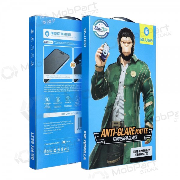 LCD apsauginis stikliukas 5D Mr. Monkey Glass (Strong Matte) Apple iPhone 12 Pro Max mustad