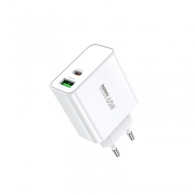 Laadija Remax RP-U125 65W GaN USB-C/USB-A valged