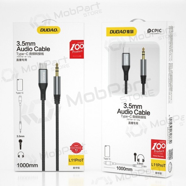Helikaabel Dudao L11ProT USB-C kuni 3.5 mm 1 m must