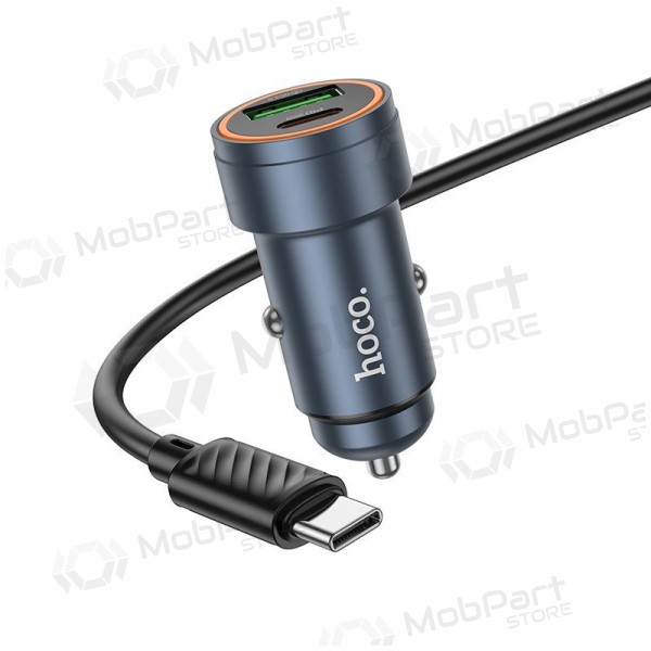 Hoco Z57A 30 W USB-C + USB-A autolaadija koos USB-C kaabliga 1 m