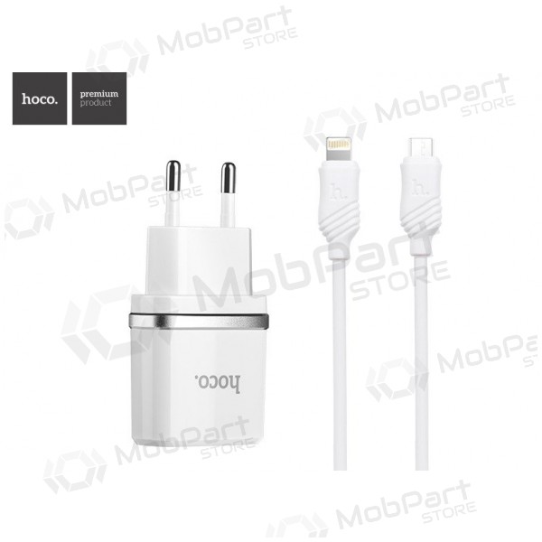 Laadija HOCO C11 Smart USB + lightning (5V 1A) (valged)