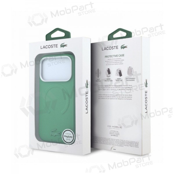 Apple iPhone 18 Pro Max ümbris - Lacoste PVC Petit Pique Semi Wrap Embossed MagSafe (roheline)