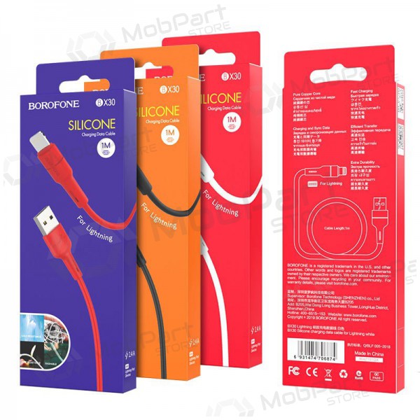 USB kaabel Borofone BX30 Lightning 1.0m (valged)