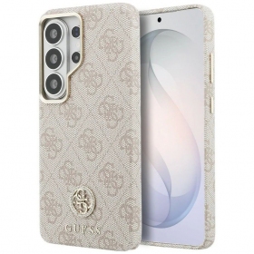 Samsung Galaxy S26 Ultra ümbris - Guess PU Leather 4G Strass Logo Gold Frame Magnetic (roosa)