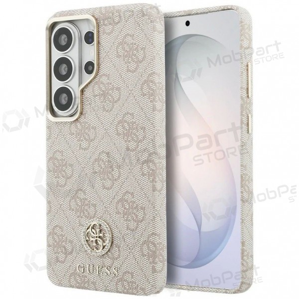 Samsung Galaxy S26 Ultra ümbris - Guess PU Leather 4G Strass Logo Gold Frame Magnetic (roosa)