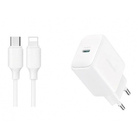 Laadija Joyroom JR-TCF20 USB-C PD20W + USB-C to Lightning cable 1.0m valged