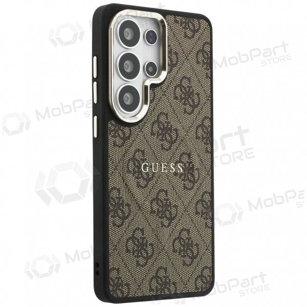 Samsung Galaxy S26 Ultra ümbris - Guess PU Leather 4G Gold Frame Magnetic (pruun)