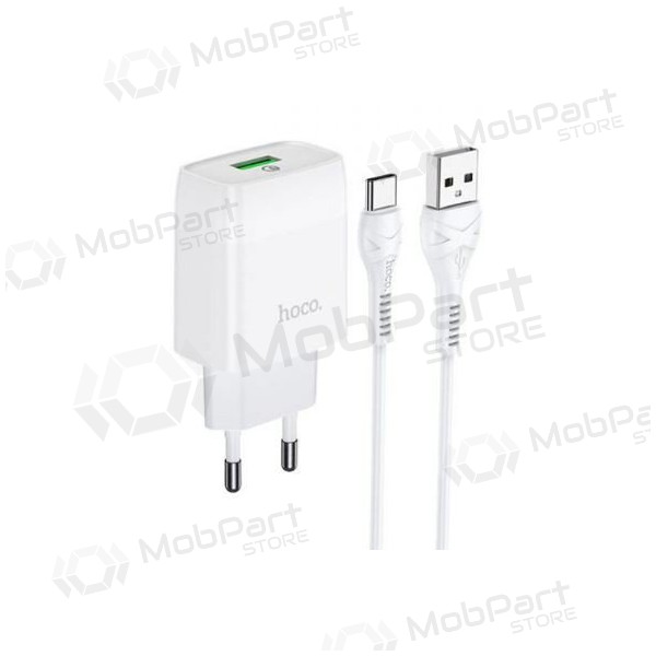 Laadija HOCO C72Q Glorious + type-C kaabel (QC3.0) (valged)