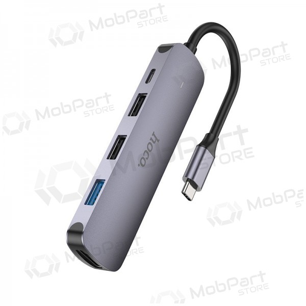 Adapter Hoco HB27 Type-C Multi-Function Converter HDMI+USB3.0+USB2.0*2+PD hall