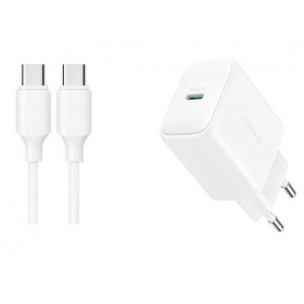Laadija Joyroom JR-TCF20 USB-C PD20W + USB-C to USB-C cable 1.0m valged