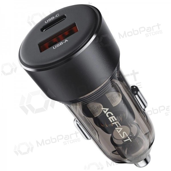 Autolaadija Acefast B12 60W USB-C/USB-A mustad