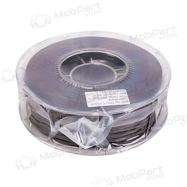 3D spausdinimo plastikas TPU, 1.75mm, 1kg, mustad 3D spausdinimo plastikas TPU, 1.75mm, 1kg, mustad