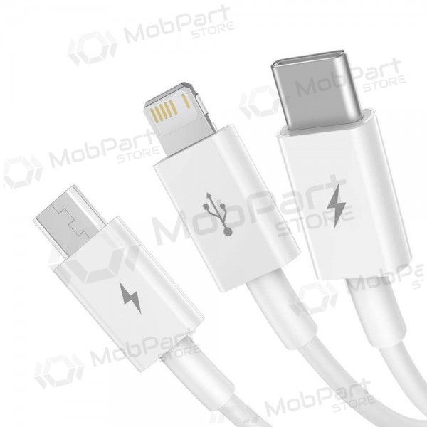 Kaabel Baseus Superior USB - microUSB+Lightning+Type-C 3.5A 1.5m (valged) CAMLTYS-02
