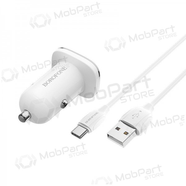 Laadija automobilinis Borofone BZ12A Quick Charge 3.0 + Type-C (valged)