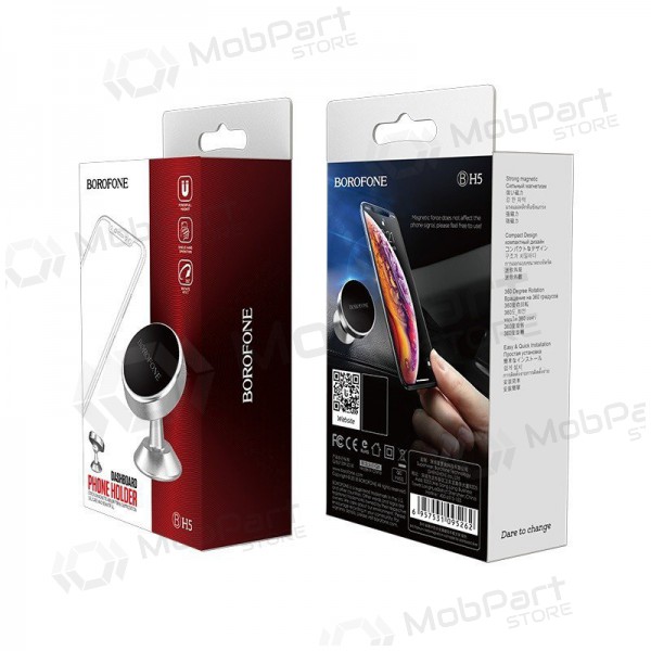 Automobilinis Universaalne telefono laikiklis Borofone BH5 Platinum, tvirtinamas ant prietaisų skydelio, magnetinis