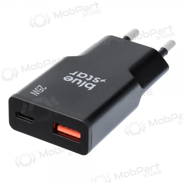 Telefonilaadija Blue Star Slim 25 W GaN USB-C + USB-A must