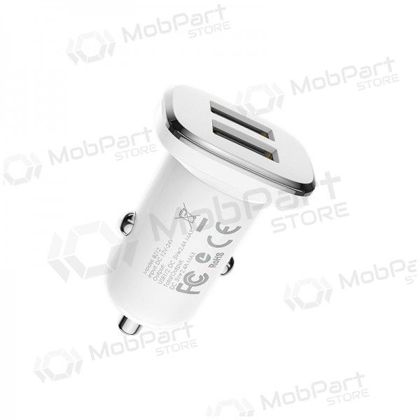 Laadija automobilinis Borofone BZ12 x 2 USB (2.4A) (valged)
