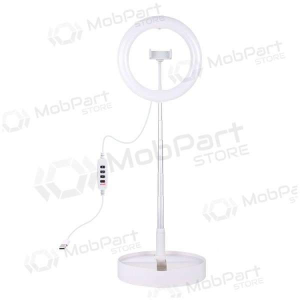 LED žiedinė lamp 26cm, su stovu iki 138cm, su telefono laikikliu, USB LED žiedinė lamp 26cm, su stovu iki 138cm, su telefono laikikliu, USB