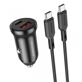 Laadija automobilinis Borofone BZ18A USB-A/Type-C PD20W+QC3.0 + Type-C (mustad)