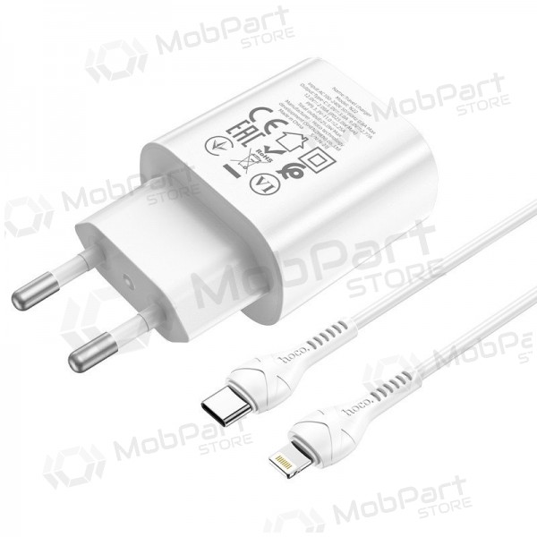 Hoco N22 25 W USB-C telefonilaadija koos Lightning kaabliga 1 m valge