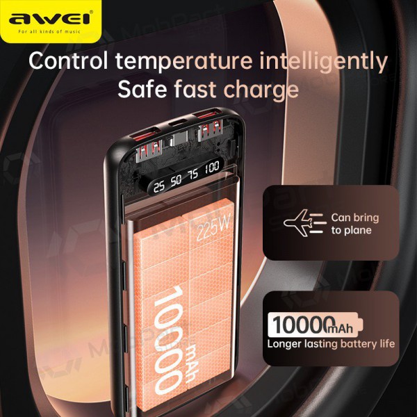 Väline patarei / aku Power Bank Awei P10K 22.5W 10000mAh must
