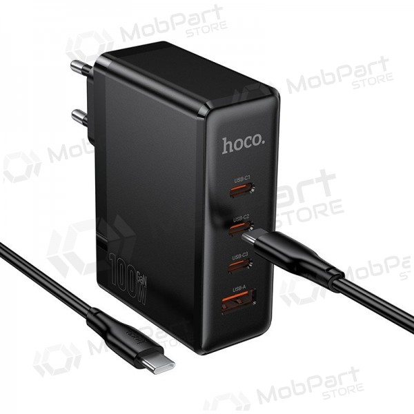 Võrgulaadija Hoco N85 100 W 3x USB-C + USB-A koos USB-C kaabliga 2 m must