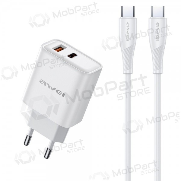 Telefonilaadija Awei PD81C-EU 22.5 W USB-C + USB-A koos USB-C kaabliga 1 m