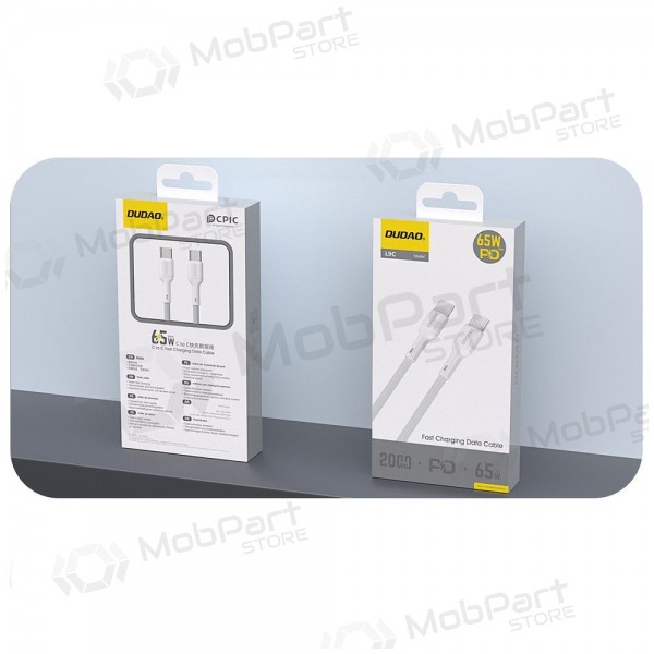 USB-C kaabel Dudao L9C USB-C kuni USB-C 1 m 65 W valge