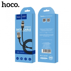 USB kaabel Hoco X26 Type-C 1.0m (mustad / kuldsed)