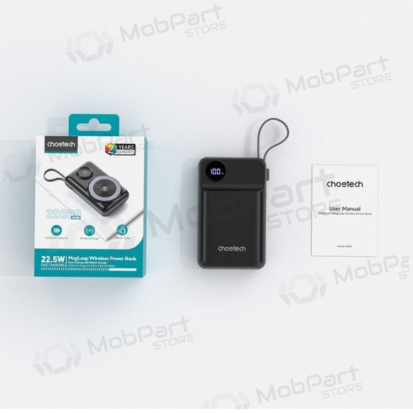 Väline patarei / aku Power Bank Choetech B696 15W Magsafe 20000mAh must