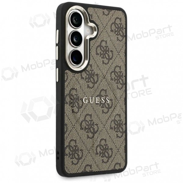 Samsung Galaxy S26 ümbris - Guess PU Leather 4G Gold Frame Magnetic (pruun)