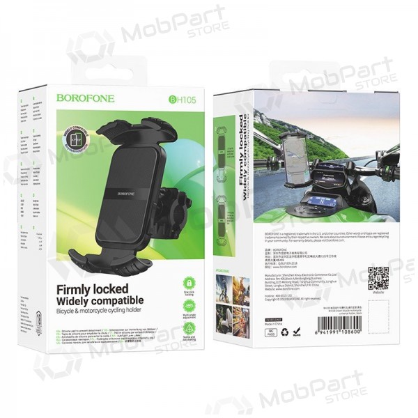 Telefono laikiklis dviračiui, motociklui Borofone BH105 mustad