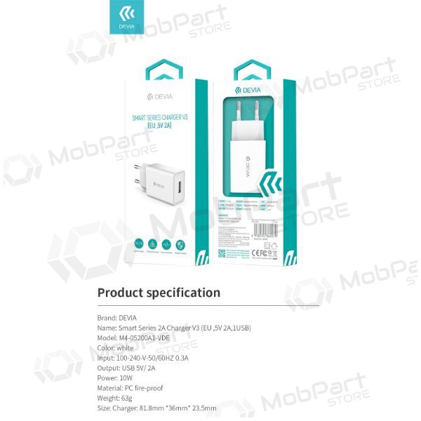 Laadija Devia Smart 2A (valge)