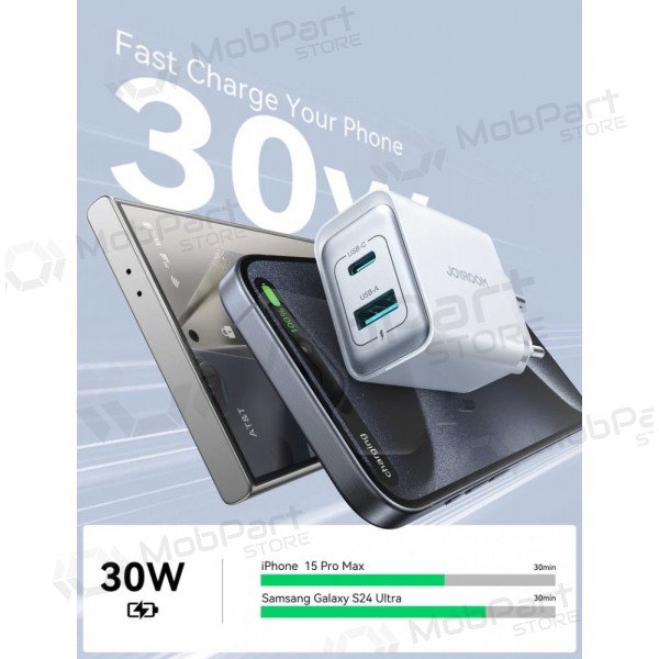 Laadija Joyroom JR-TCF15 USB-C/USB-A 30W valged