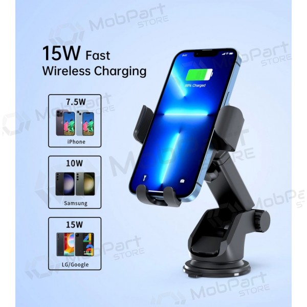 Automobilinis laikiklis-laadija Choetech T203-F 15W Gravity Car Charger Holder mustad