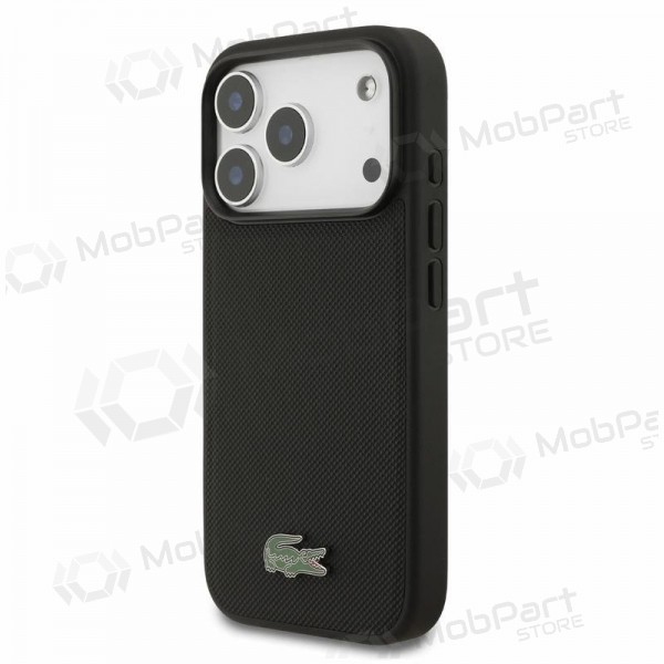 Apple iPhone 18 Pro ümbris - Lacoste PVC Iconic Petit Pique Metal Logo MagSafe (must)