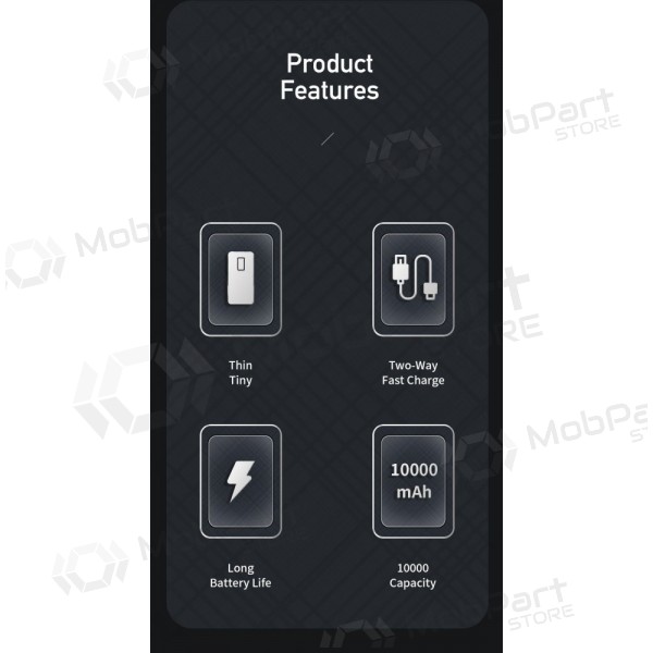 Väline patarei / aku Power Bank Awei P5K 5V/2.1A 10000mAh must