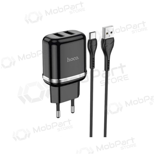 Laadija HOCO N4 Aspiring Dual USB + type-C kaabel (5V 2.4A) (mustad)