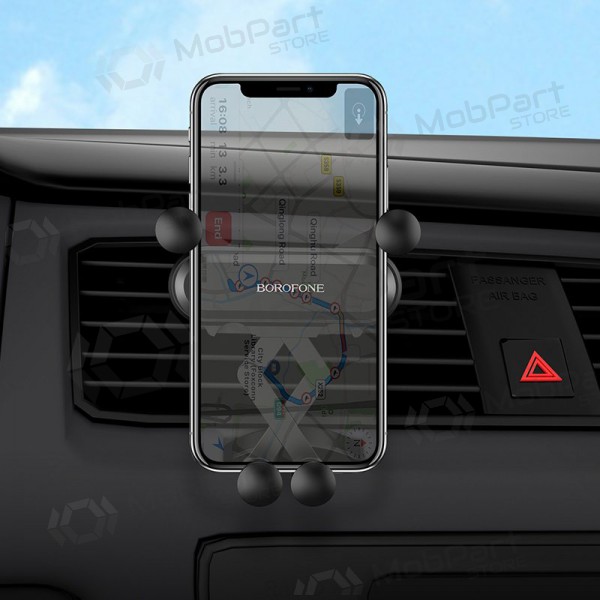 Automobilinis Universaalne telefono laikiklis Borofone BH19 tvirtinamas ant ventiliacijos grotelių, mustad