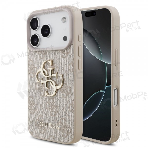 Apple iPhone 17 Pro ümbris - Guess PU 4G Metal Logo (roosa)