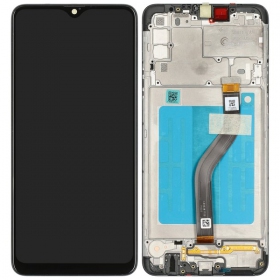 Samsung Galaxy A20s ekraan (mustad) (koos raamiga) (originaalne)