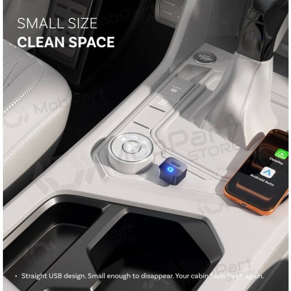Juodas juhtmevaba CarPlay / Android Auto adapter Ottocast Mini Pico CA525-T