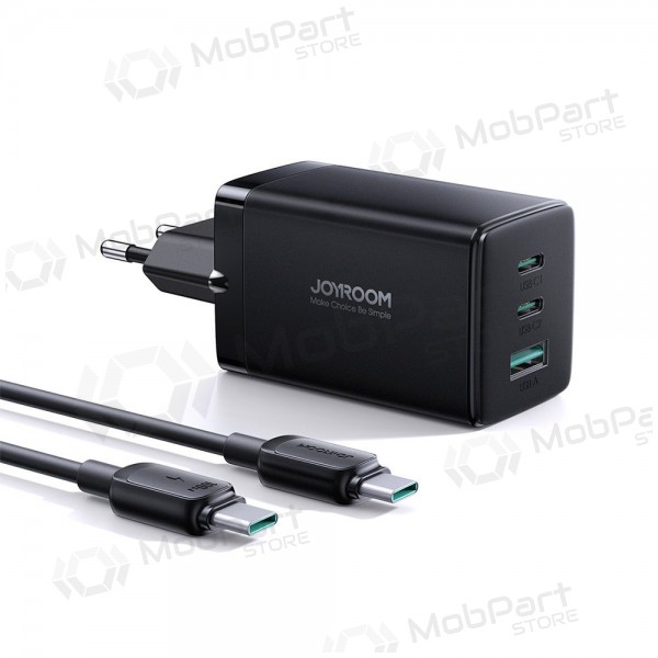 Laadija buitinis Joyroom GaN JR-TCG01 2xUSB-C/USB-A 65W + USB-C cable 1.2m mustad