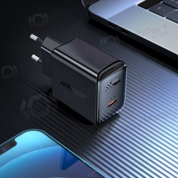 Laadija buitinis Acefast A21 30W GaN USB-C mustad