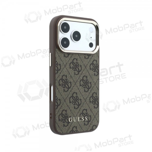 Apple iPhone 18 Pro Max ümbris - Guess PU Leather 4G Gold Frame MagSafe (pruun)