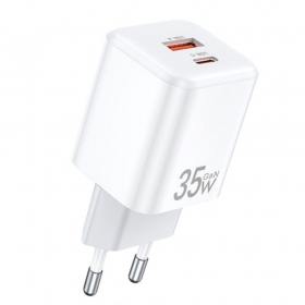 Laadija Awei PD66-EU GaN 35W USB-A/USB-C valged