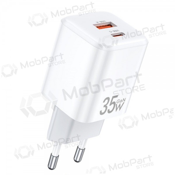 Laadija Awei PD66-EU GaN 35W USB-A/USB-C valged